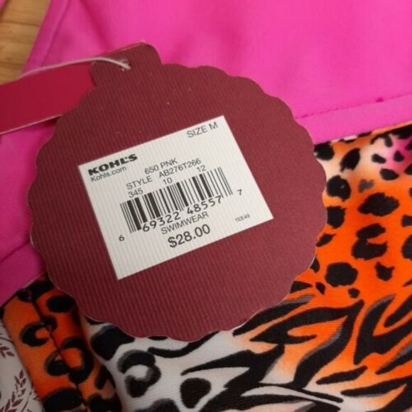 NWT M SO Reversible Pink Animal Bikini Swimsuit Bathing Suit Separates TOP ONLY - Picture 4 of 7